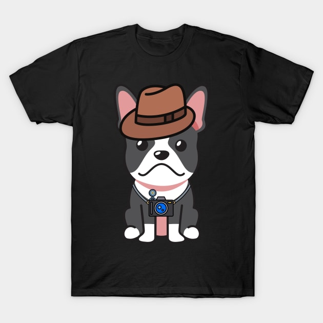 Funny french bulldog is holding a camera T-Shirt by Pet Station